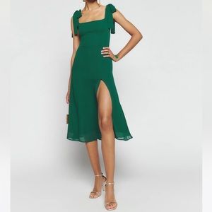 Reformation Twilight Dress in emerald